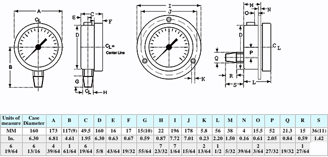 Dimensional Drawings for McDaniel Model F - 6" Dial