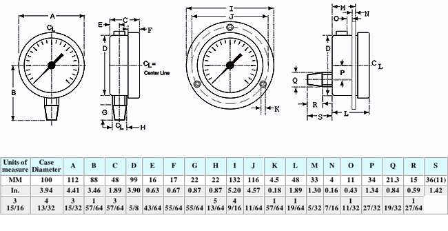 Dimensional Drawings for McDaniel Model E - 4" Dial