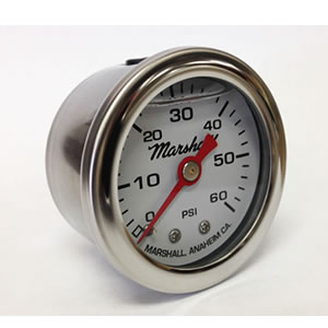 Marshall CW00060.  1.5" Direct Mount Fuel/Oil/Water/Air Pressure Gauge, Liquid Filled, 1/8" NPT Center Back Connection
