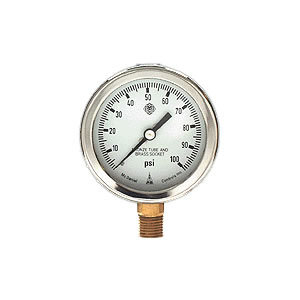 McDaniel 2.5" Gauge, Stainless Case, 1/4" NPT Connection, Fillable w/ Blowout Relief