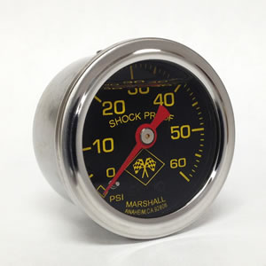 Marshall MNS00060.  1.5" Direct Mount Fuel/Oil/Air/Water Pressure Gauge, Liquid Filled, 1/8" NPT Center Back Connection