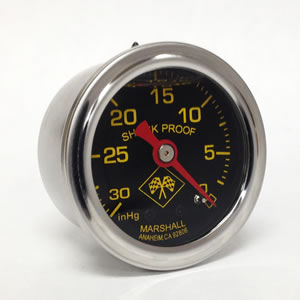MNS030VC Marshall Direct Mount Vacuum Pressure Gauge.  Liquid Filled, 1/8" NPT Connection.