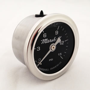 Marshall MS00015.  1.5" Direct Mount Fuel/Oil/Air/Water Pressure Gauge, Liquid Filled, 1/8" NPT Center Back Connection