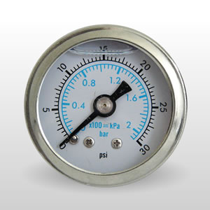 Marshall WS00030.  1.5" Direct Mount Fuel/Oil/Air/Water Pressure Gauge, Liquid Filled, 1/8" NPT Center Back Connection