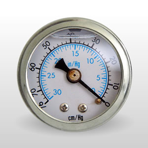 Marshall WS030VC.  1.5" Direct Mount Fuel/Oil/Air/Water Vacuum Pressure Gauge, Liquid Filled, 1/8" NPT Center Back Connection
