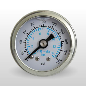 Marshall WS00200.  1.5" Direct Mount Fuel/Oil/Air/Water Pressure Gauge, Liquid Filled, 1/8" NPT Center Back Connection